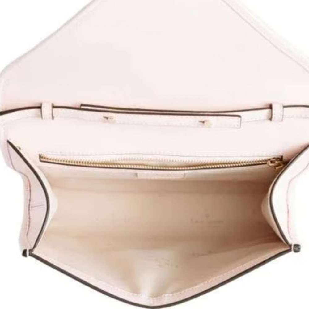 Kate Spade π₯ NWT π₯ Anna - Blush Pink Clutch with Gold Chain Crossbody Option - Picture 15 of 17